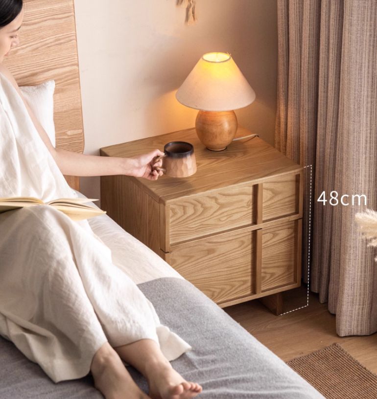 Ash Solid Wood Wabi-Sabi Style Nightstand