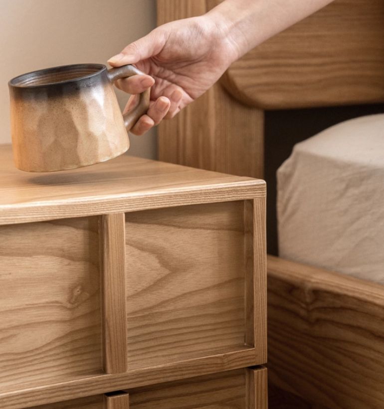 Ash Solid Wood Wabi-Sabi Style Nightstand