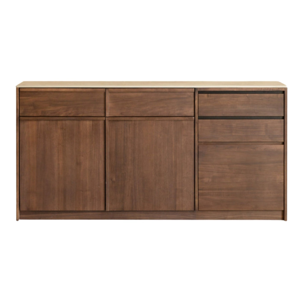 Black Walnut Solid Wood Dining Cabinet Antique Style Rock Board