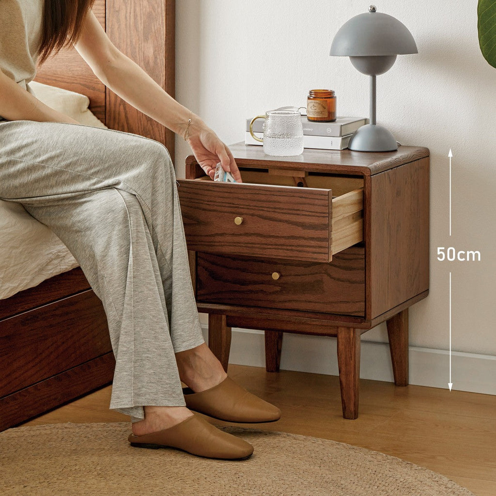 Oak Solid Wood walnut color Nightstand