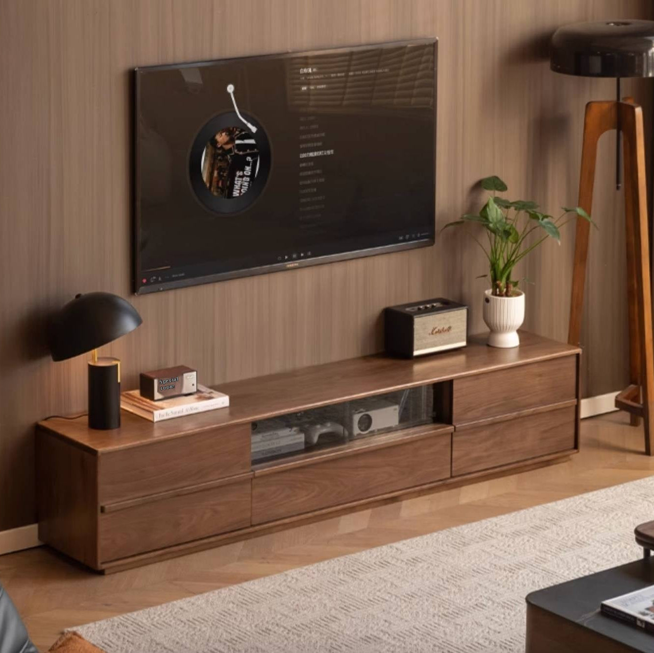 Black Walnut Solid Wood TV Stand