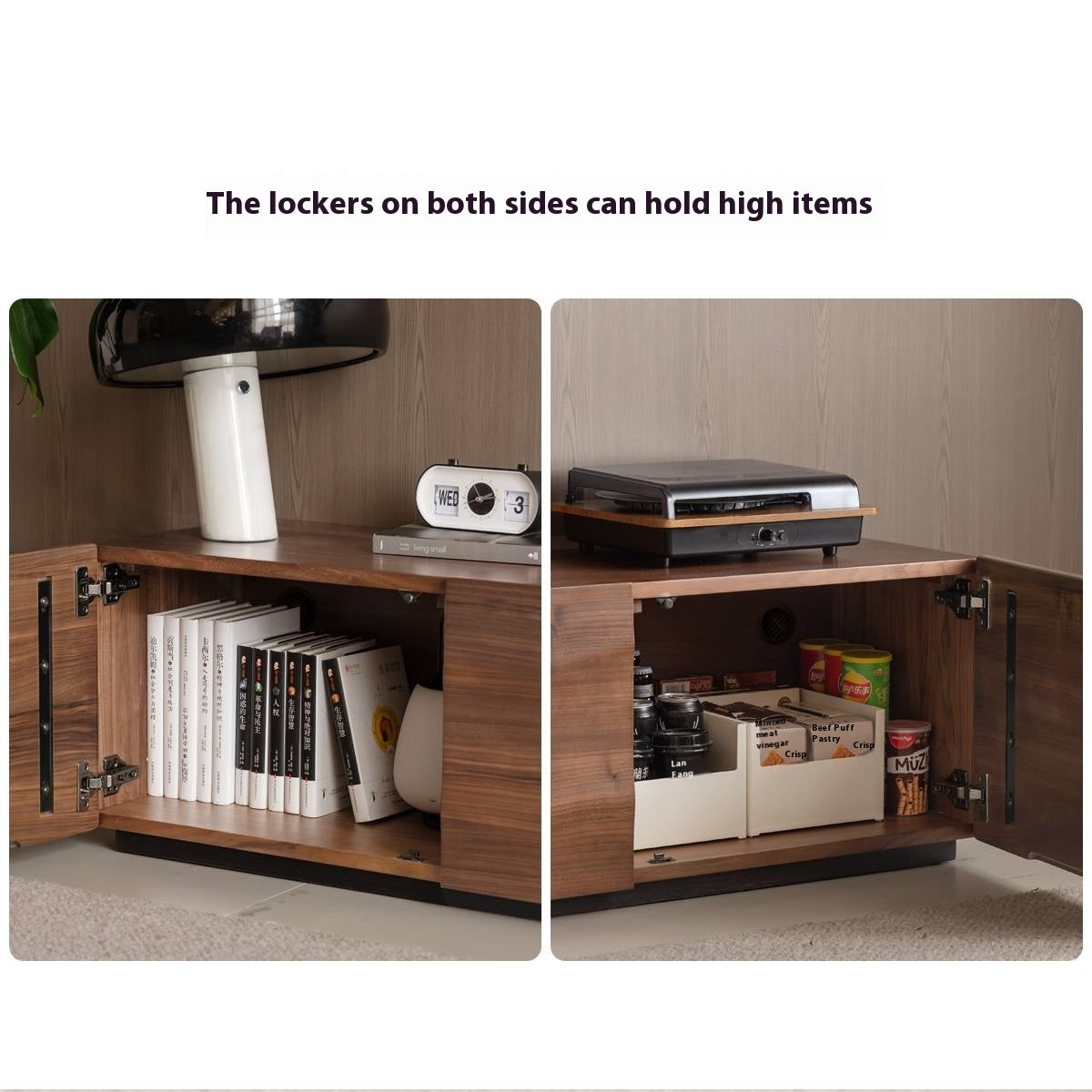 Black Walnut, Sandal Solid Wood Italian Light Luxury Style TV Stand