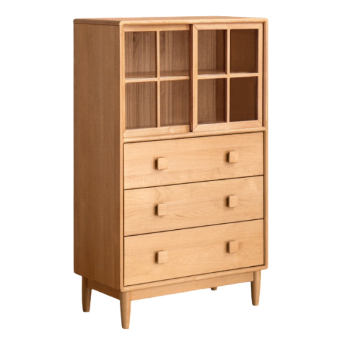 Beech Solid Wood Modern Simple with Light Storage Cabinet
