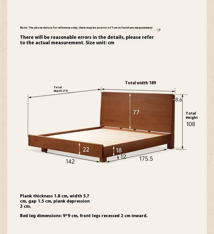 Poplar Solid Wood Multifunctional Luminous Bed