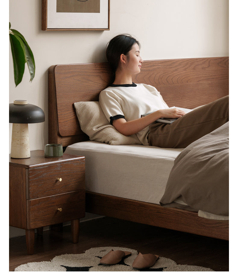 Oak Solid Wood Bed Modern