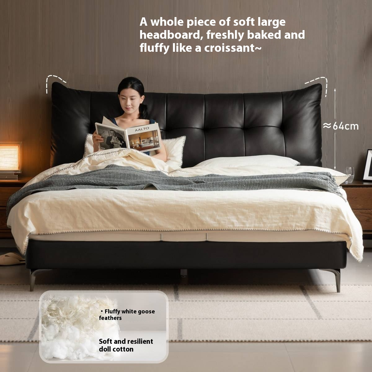 Genuine Leather Luxury Soft Bed