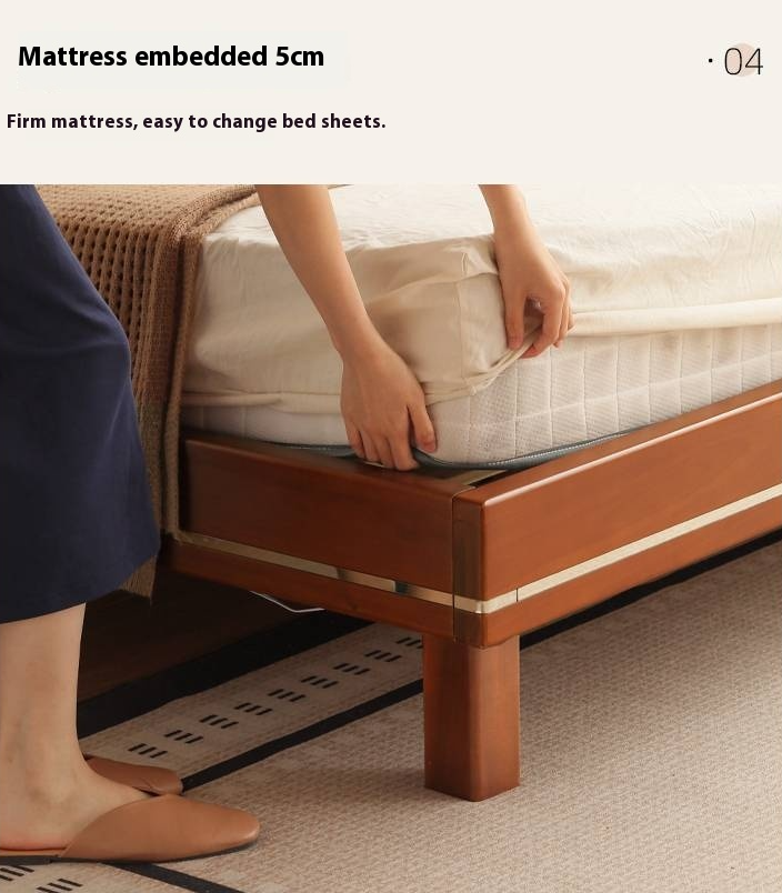 Poplar Solid Wood Luminous Bed Bauhaus Style