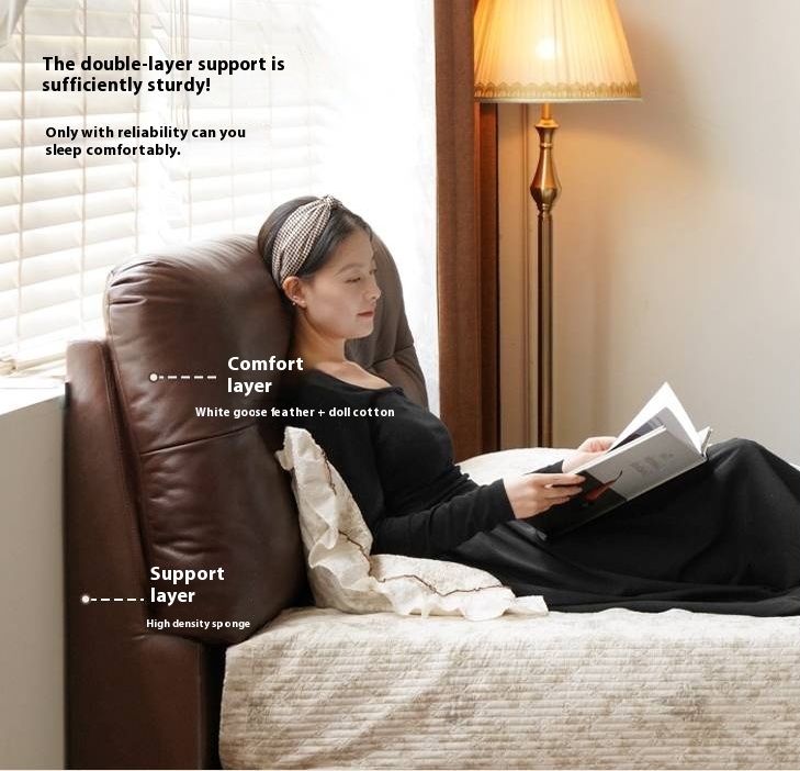 Leather American Retro Bed With Light