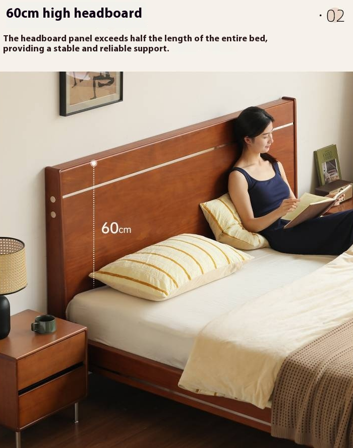 Poplar Solid Wood Luminous Bed Bauhaus Style