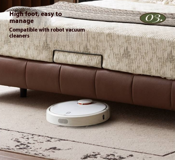 Leather American Retro Bed With Light