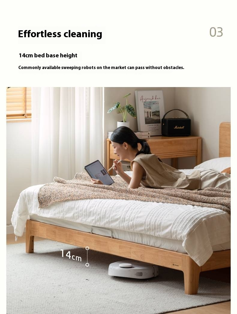 Rubberwood Solid Wood Bed