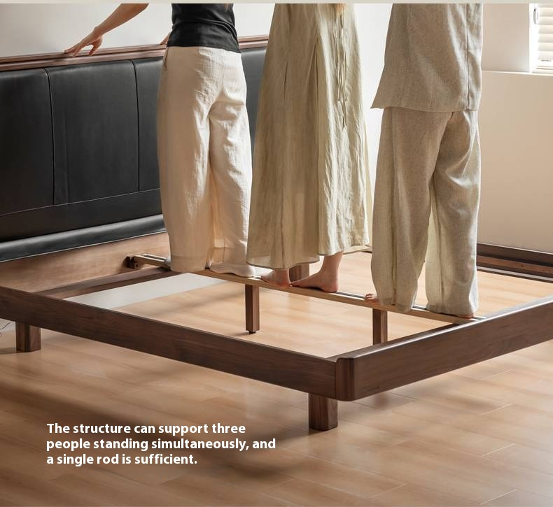 Black Walnut Solid Wood  Luxury Leather With Light Bed