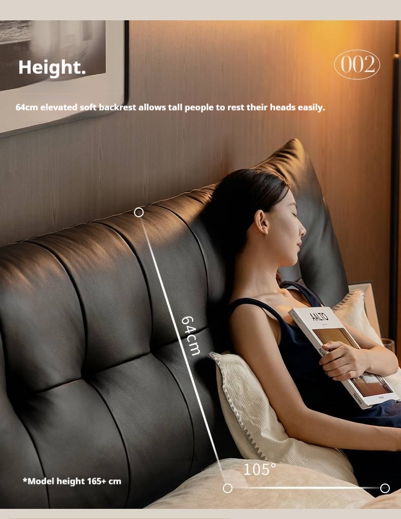 Genuine Leather Luxury Soft Bed