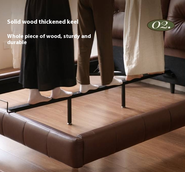 Leather American Retro Bed With Light