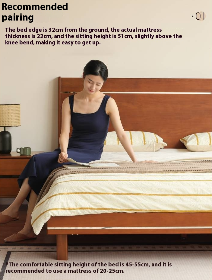 Poplar Solid Wood Luminous Bed Bauhaus Style