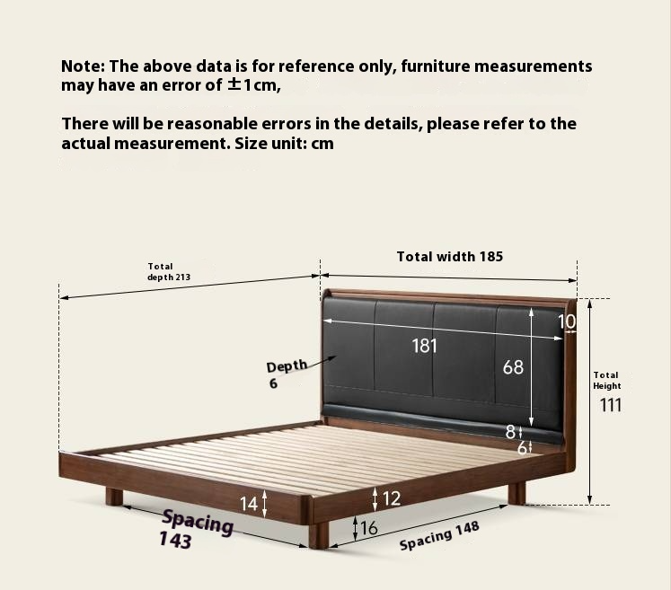Black Walnut Solid Wood  Luxury Leather With Light Bed