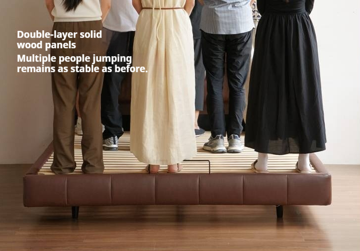 Leather American Retro Bed With Light