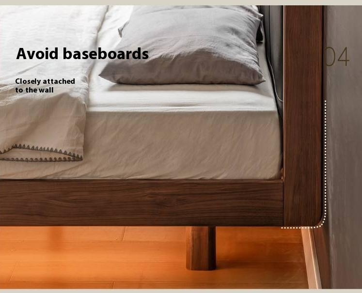 Black Walnut Solid Wood  Luxury Leather With Light Bed