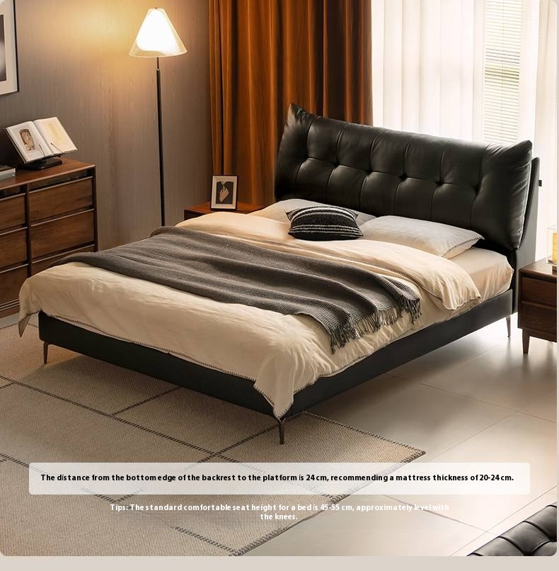 Genuine Leather Luxury Soft Bed