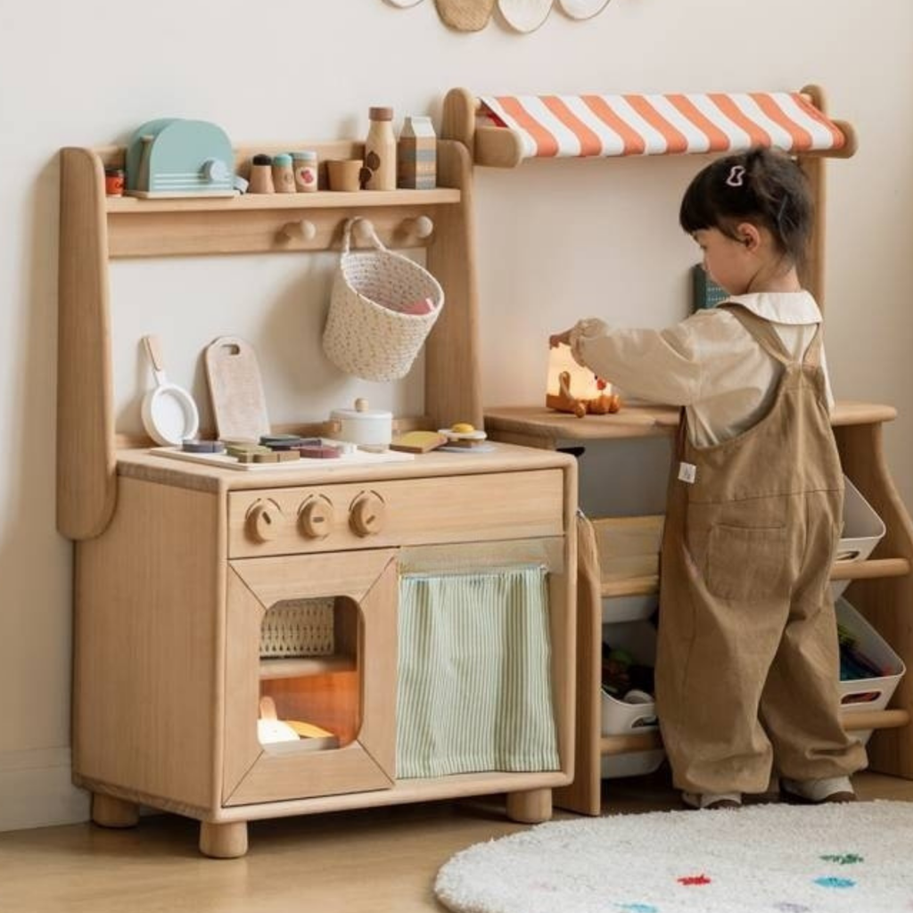 Poplar Solid Wood Montessori Kids Kitchen Cabinet