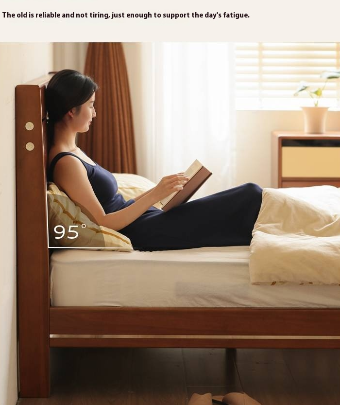 Poplar Solid Wood Luminous Bed Bauhaus Style