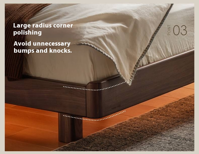 Black Walnut Solid Wood  Luxury Leather With Light Bed