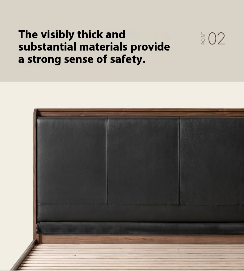 Black Walnut Solid Wood  Luxury Leather With Light Bed