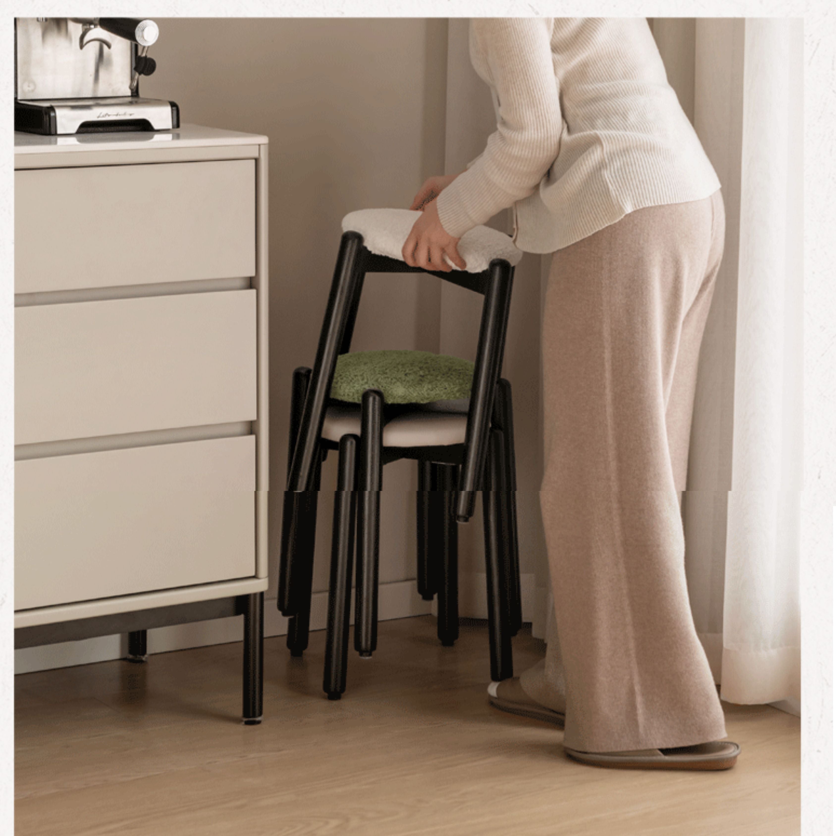 Solid Rubberwood Modern Stacking Stool