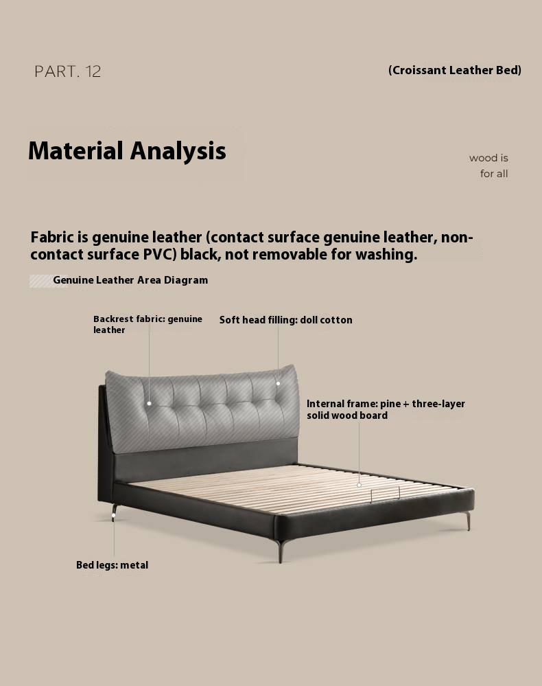 Genuine Leather Luxury Soft Bed