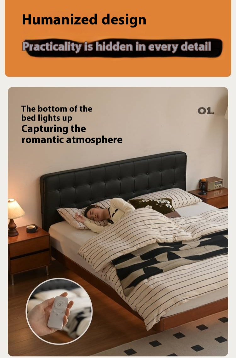 Poplar Solid Wood Eco Cloud Leather Soft Bed