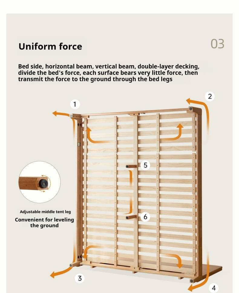 Rubberwood Solid Wood Bed