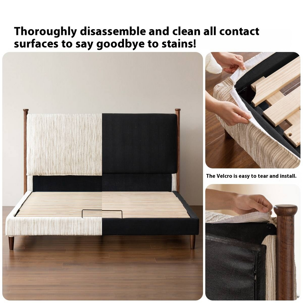 Fabric Chenille Soft Backrest Bed French Retro Style