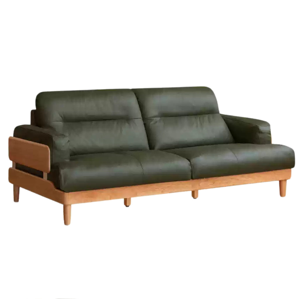 Cherry Solid Wood Modern Leather Sofa