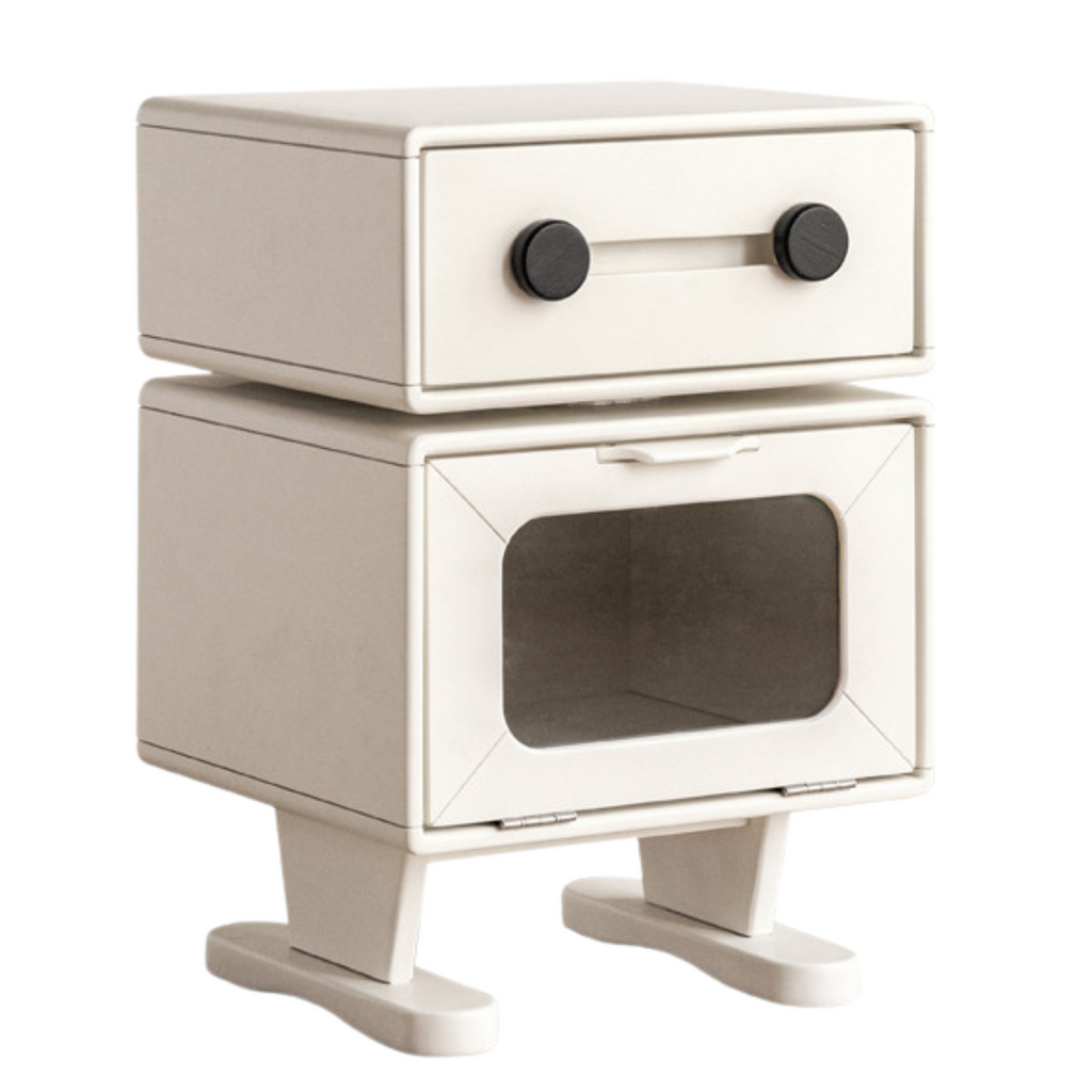 Solid Rubberwood Cream Style Nightstand