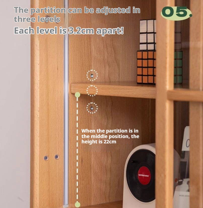 Beech Solid Wood Modern Simple with Light Storage Cabinet