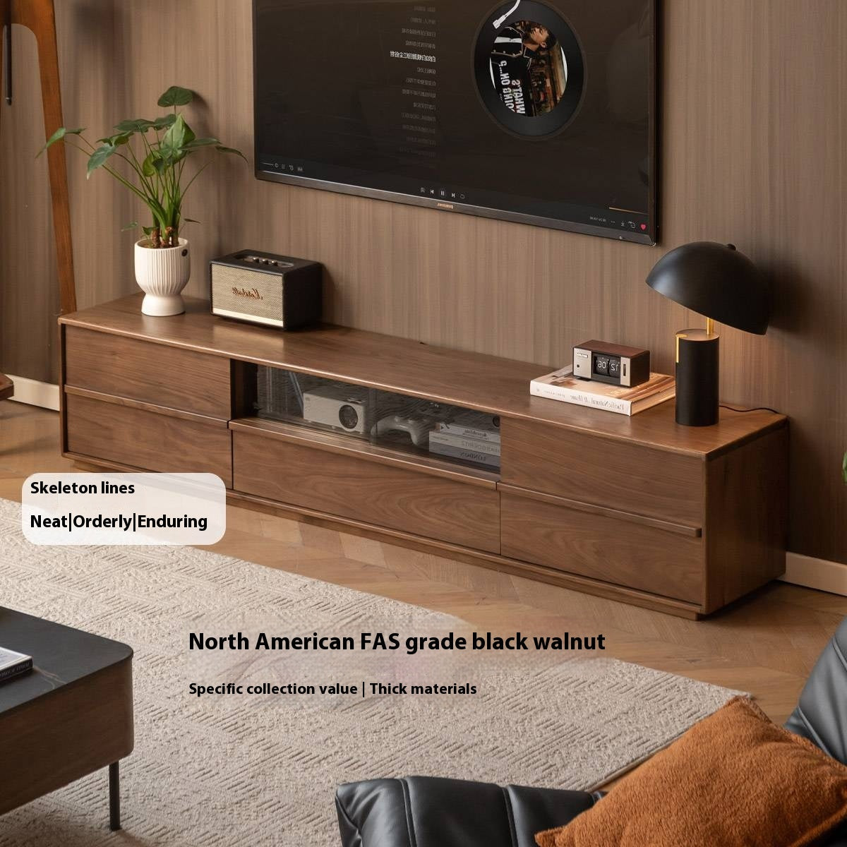 Black Walnut Solid Wood TV Stand