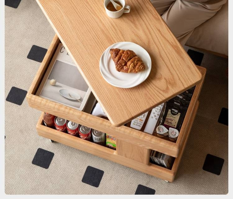 Oak, Ash, Cherry, Black Walnut Solid Wood Rotating Side Table