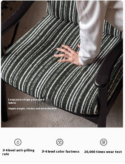 Poplar Solid Wood French Retro Black Backrest Soft Armchair