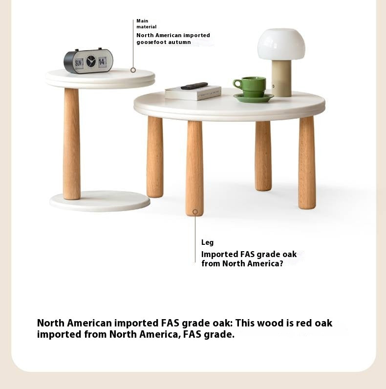 Oak Solid Wood Round Coffee Table Combination