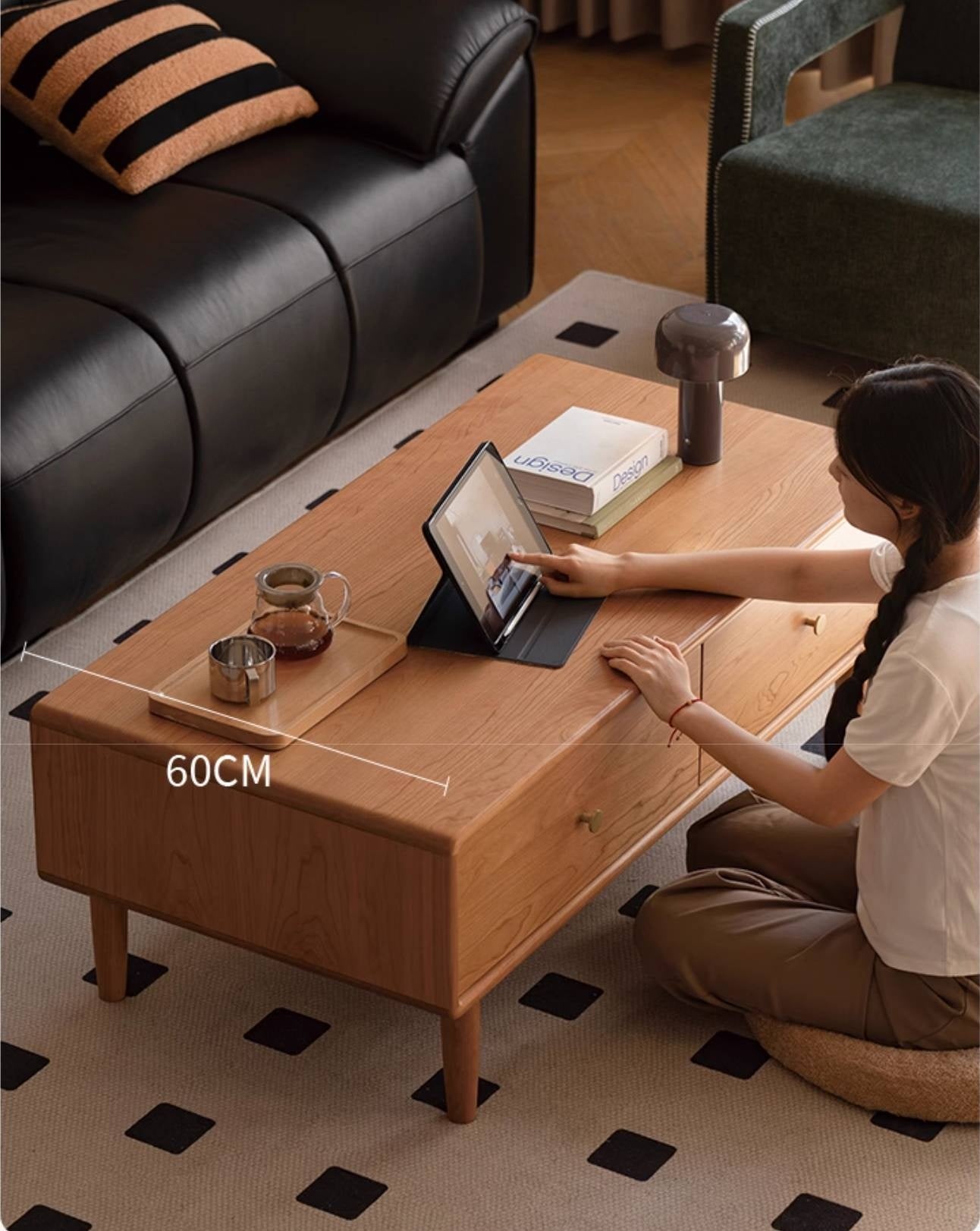 Cherry Solid Wood Medieval Style Coffee Table