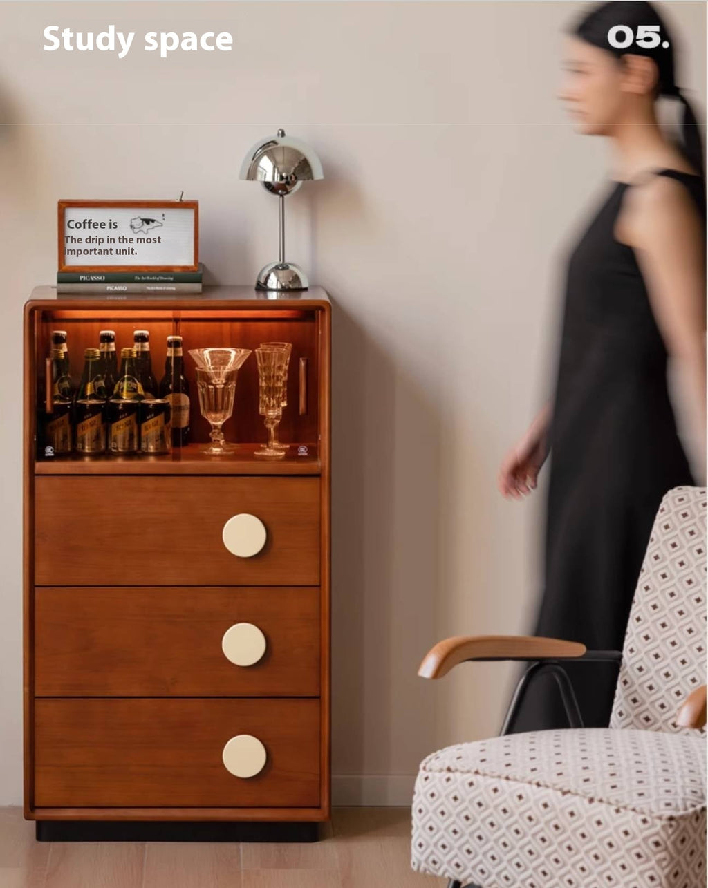 Poplar Solid Wood Middle Ages Side Cabinet