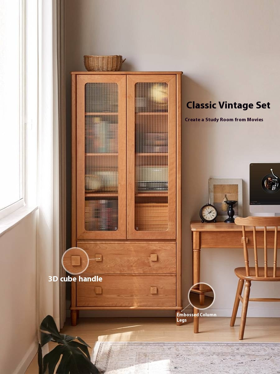 Cherry Solid Wood Middle Ancient Style Bookcase