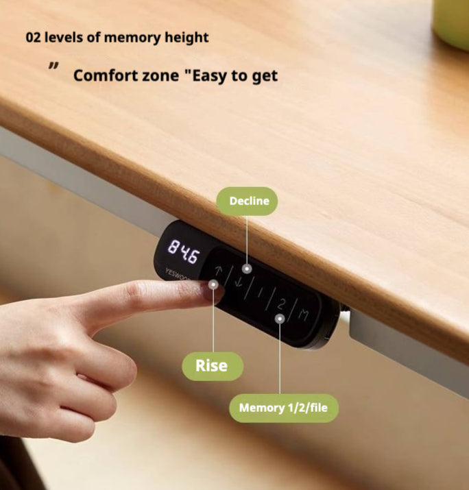 Beech Solid Wood Cream Style Study Electric Lift Desk