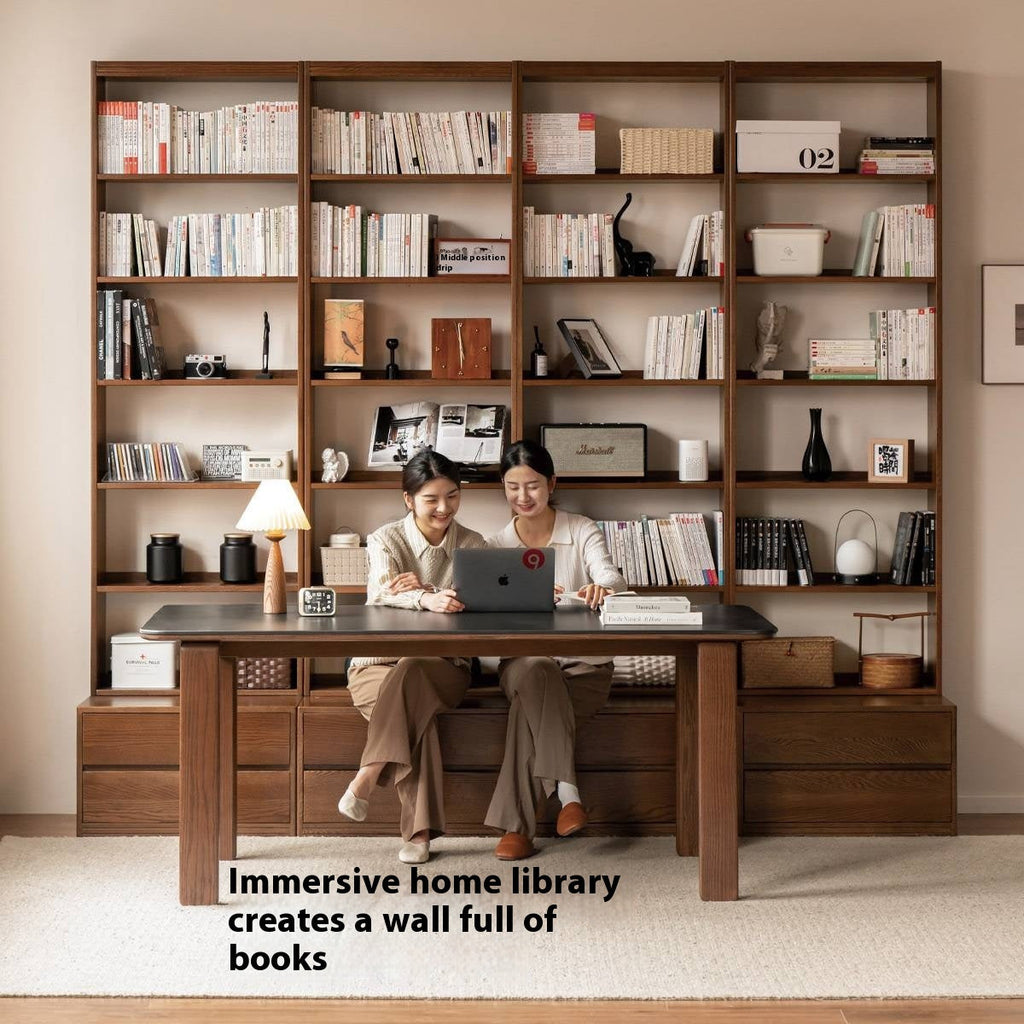 Oak Solid Wood Modern Minimalist Style Bookcase And Storage