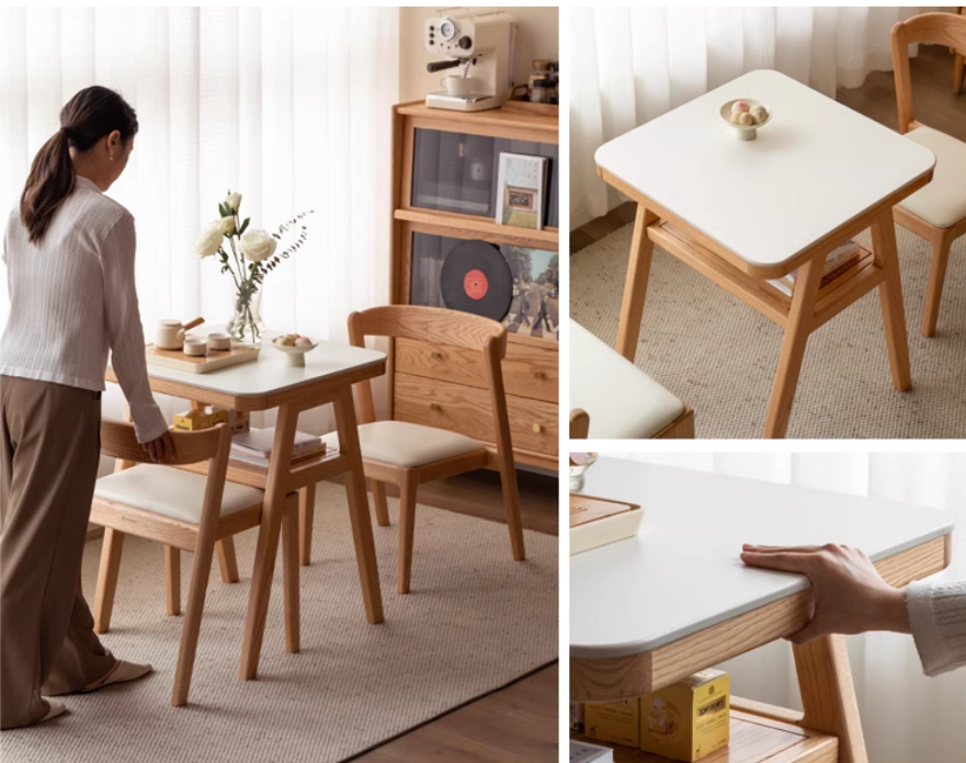 Oak Solid Wood Restaurant Rock Board Dining Table