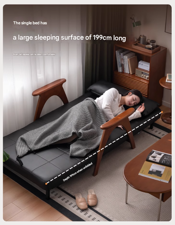 Beech, Oak Solid Wood Foldable Dual Ancient Style Sofa Bed.