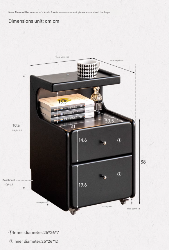 Rubber Solid Wood Multi Functional Nightstand.