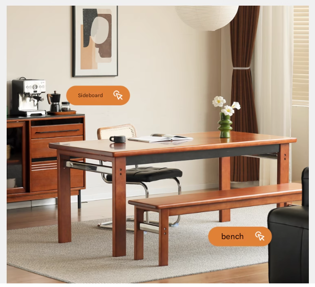 Poplar Solid Wood Bauhaus Retro Antique Style Dining Table