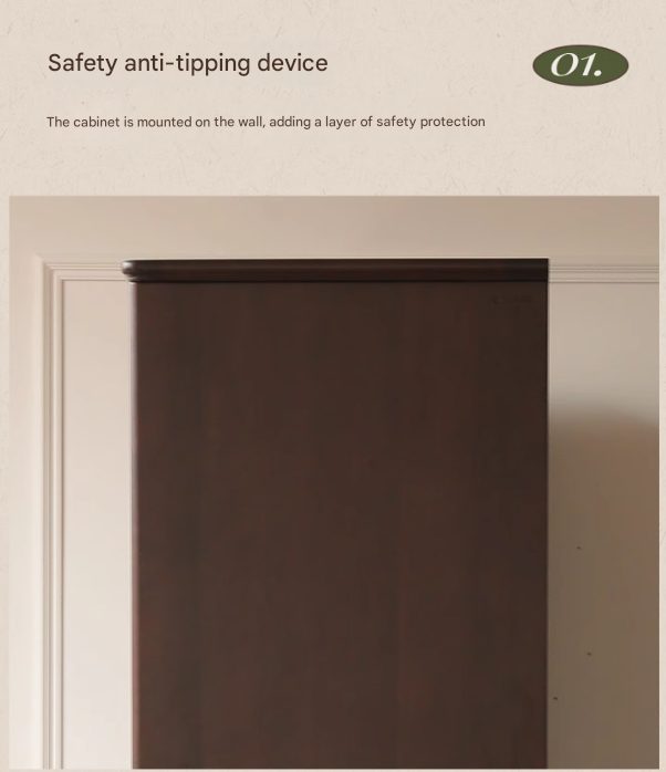 Poplar Solid Wood  American Retro Double Door Wardrobe.