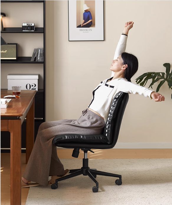 Organic Leather Rotating Modern Back Chair